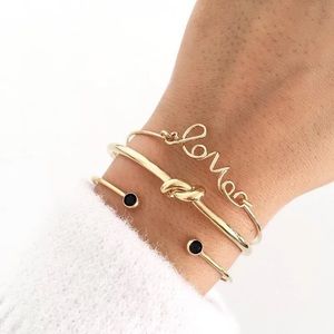 Bohemian Love Gold Knotted Bracelet Trio Set